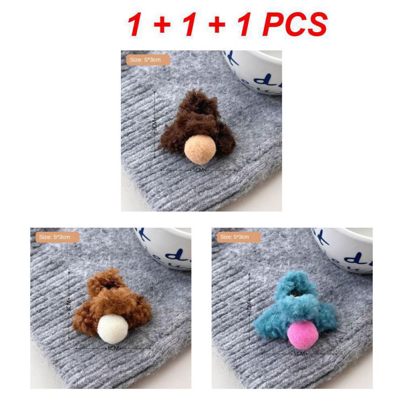 1/2/3Pcs Plush Heart Hair Clips For Women Autumn Winter Fur Hair Crab Clip Elegant Shark Hair Claws Headwear Hair Accessories