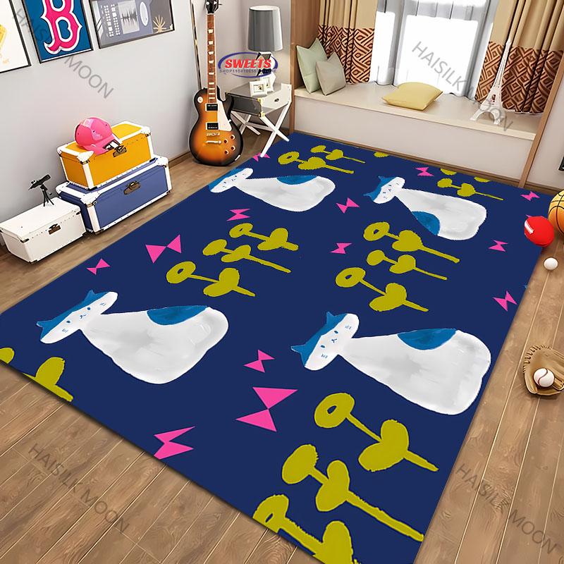 1pc Cat Splicing Pattern Washable Carpet, Abstract Style Indoor Mat, with Anti Slip Backing, LivingRoom, Bedroom, Home Decor Rug
