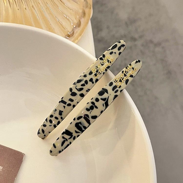 2 Pcs Simple Acetate Bangs Hairpins Women Oval Geometric Hair Side Clips Colorful Duckbill Clips One-word Clip Hair Accessories