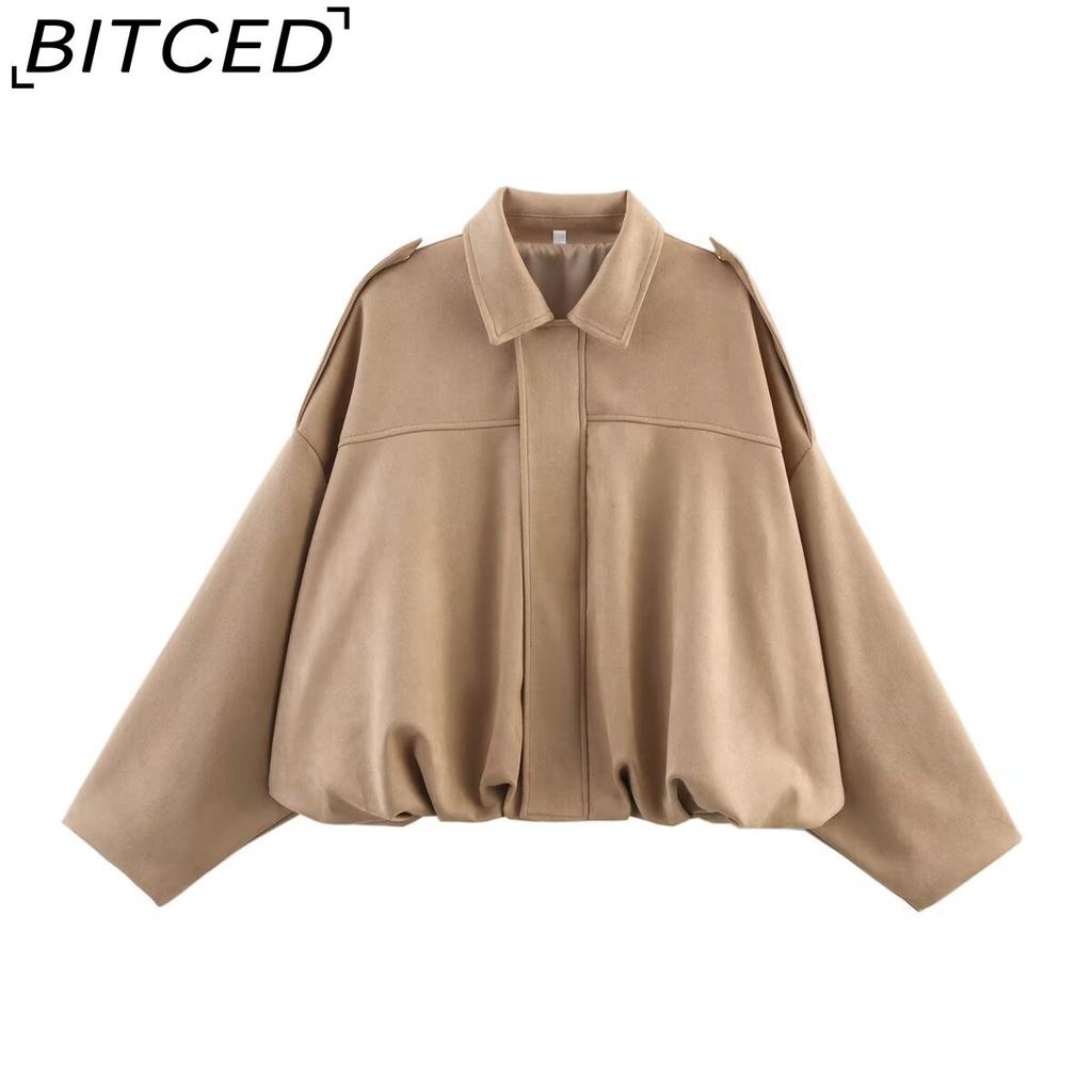 BITCED Women's Pre-Spring Fashion Suede-Effect Pilot Jacket