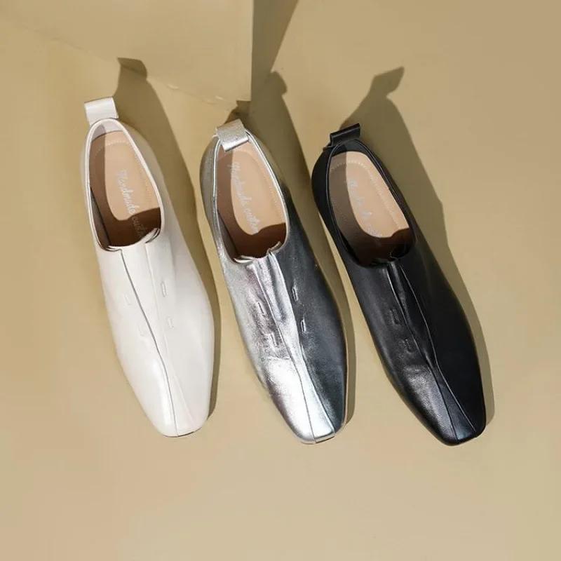 French Giant Soft Milk Shoes Deep Mouth Single Shoes Women's Flat Bottom 2025 Spring Autumn New Style Square Head Design