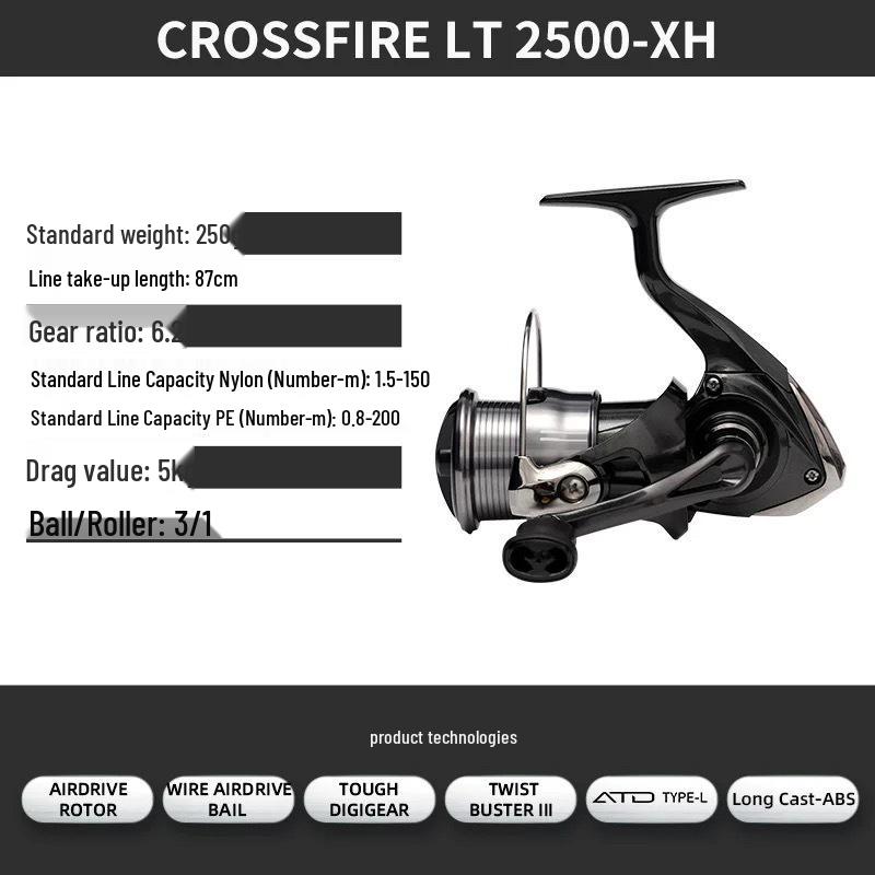 Daiwa CROSSFIRE LT Spinning Reel - Lightweight Long Cast Metal Spool Fishing Reel, Available in 26 Models.