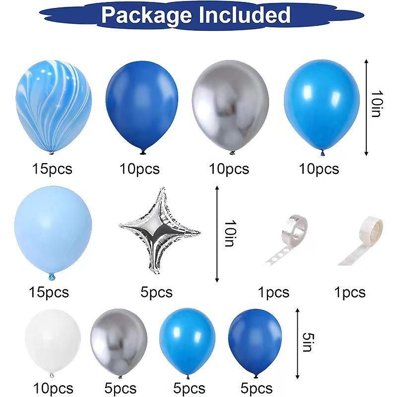 Agate Pattern Balloon Blue Combination Package Birthday Party Wedding Decoration Opening Arch Balloon