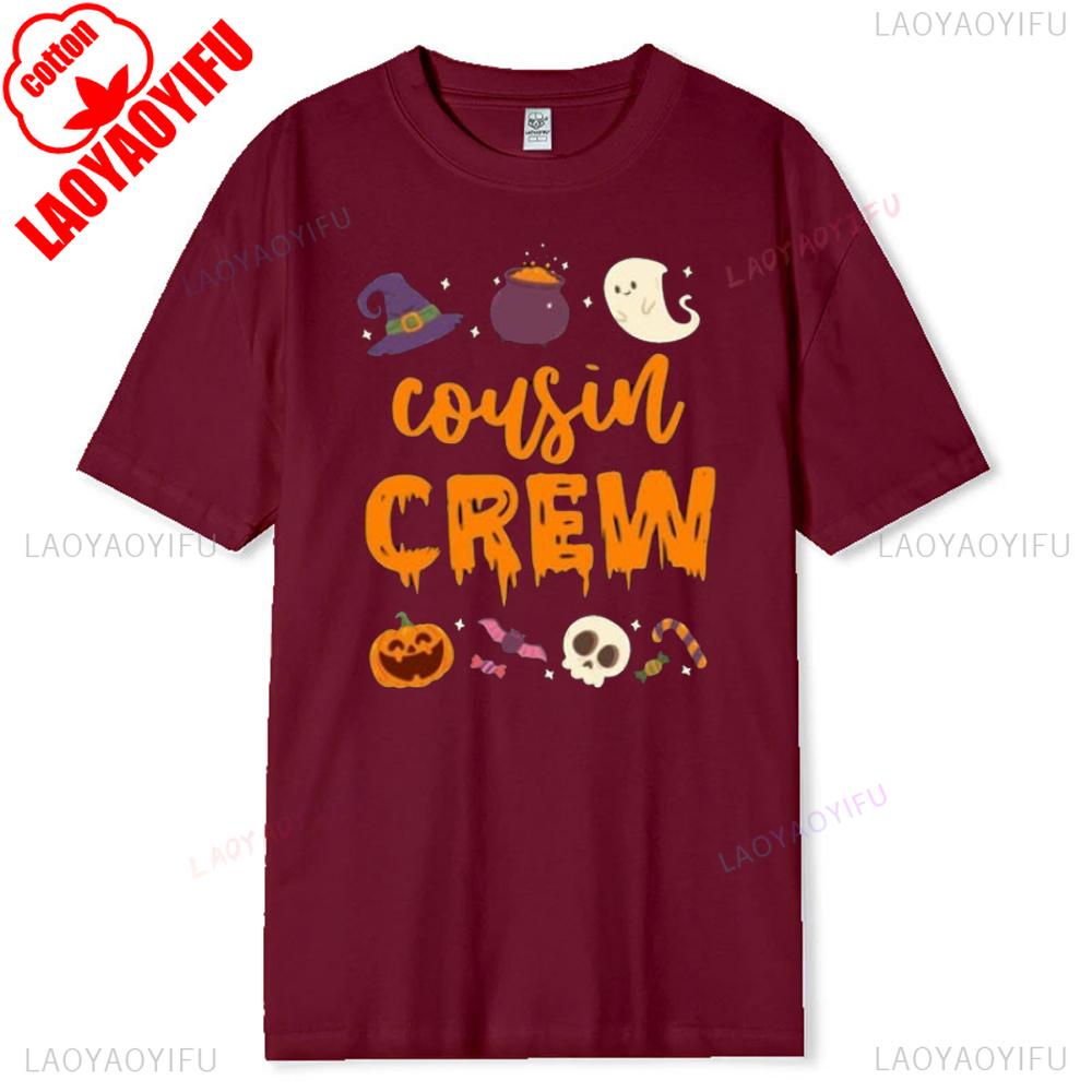 Halloween Cousin Crew Tshirt Spooky Season Matching Tee Pumpkin Skull Ghost Vibes Shirt Family Group Comfortable Cotton Gift