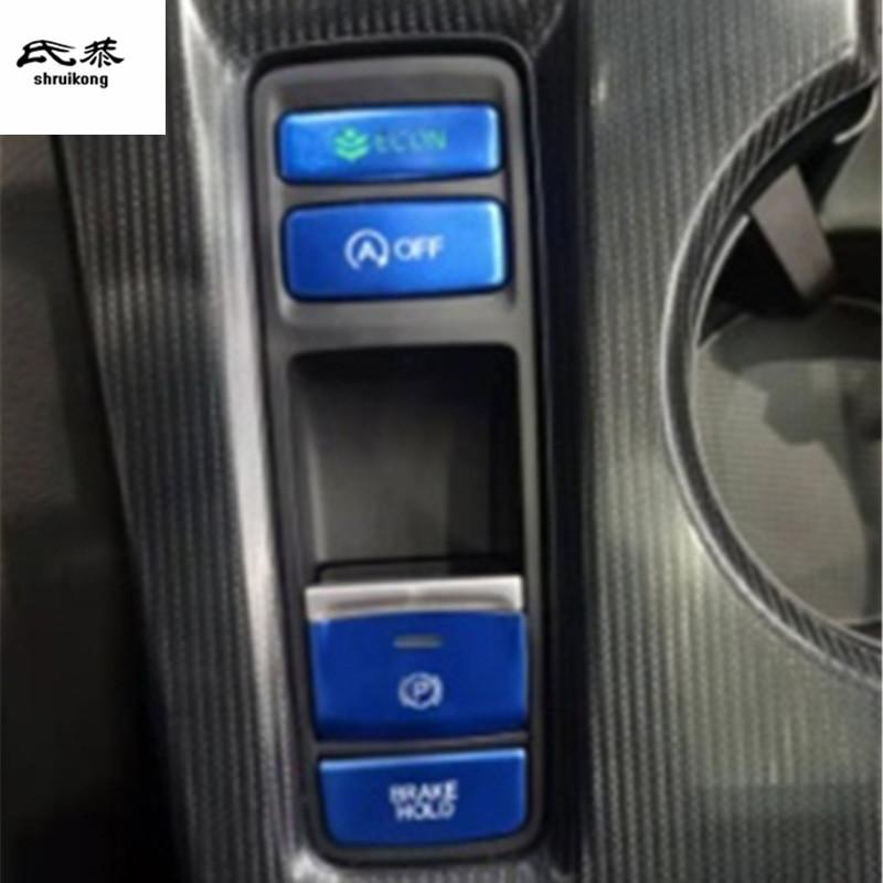 4pcs/Lot Aluminum Alloy Gear Panel Electronic Handbrake Decorative Cover For  Honda CIVIC 11th  MK11