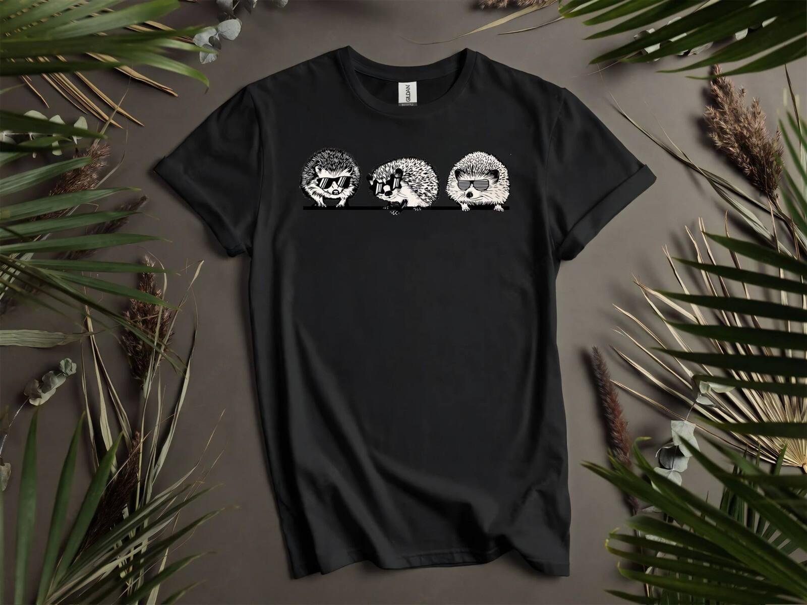 Funny Hedgehog With Glasses Sketch T-Shirt Mens Womens Tees Top T Shirt Mens Womens Tees Top Men Women Unisex Tshirt K487 XL