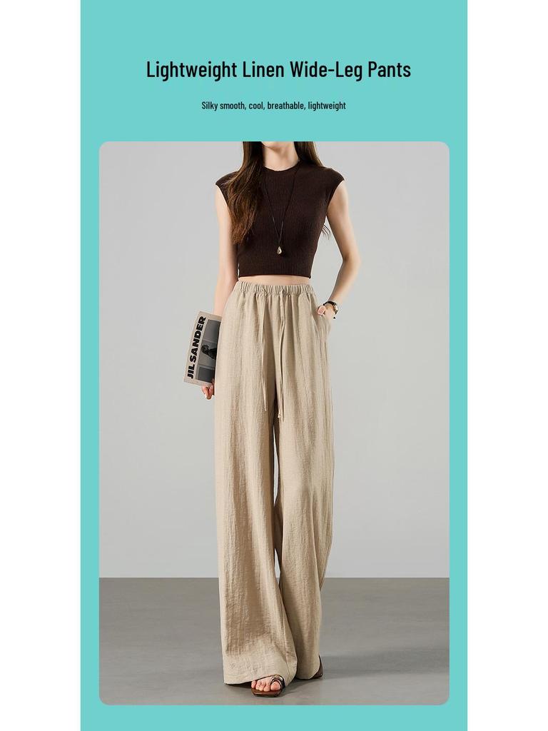 YAMAMOTO Women's Linen Pants - Summer 2026 High Waist, Drapey, Casual, Narrow Straight, Wide-Leg Style.