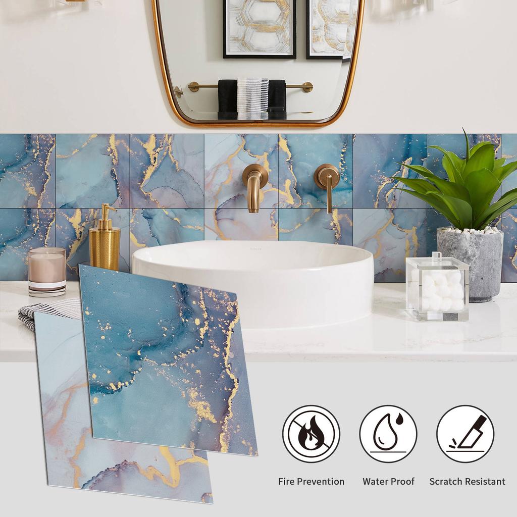 Self-adhesive Wall Sticker Kitchen Bathroom Waterproof and Oil-proof Crystal Tile Sticker Marble Pattern Home Decoration Wallpaper