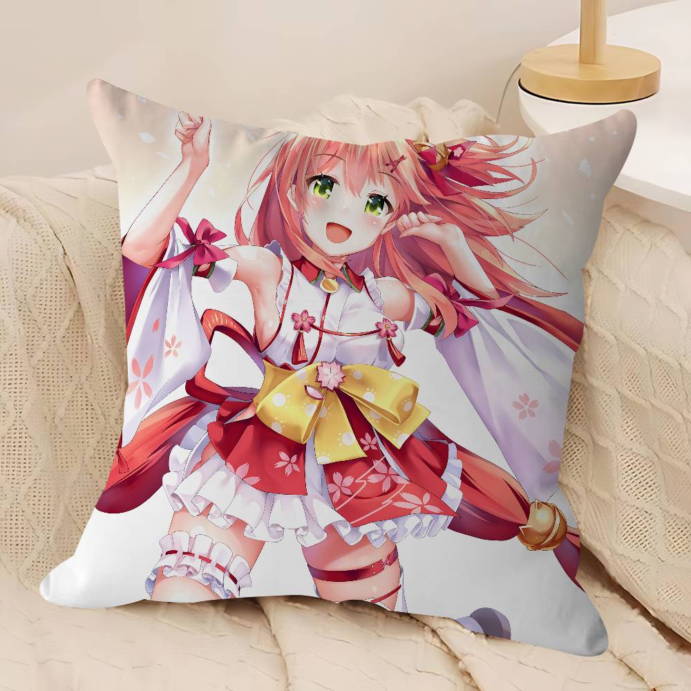 

Аниме Hololive Наволочки для подушек Сакура Мультяшные Декоративные для дивана Домашние Двусторонняя печать Короткий плюш Милая наволочка 12x12Inch
