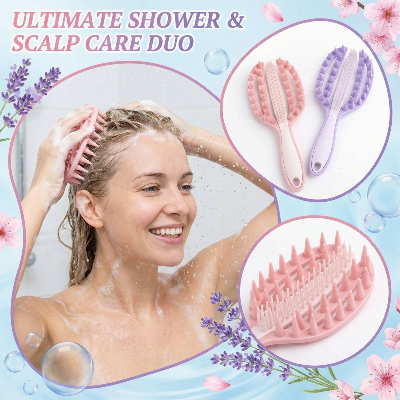 

Two-in-One Hairbrush And Comb, Soft Rubber Coarse-toothed Comb, -itch Massage Hairbrush Set Of 2 Pcs one size