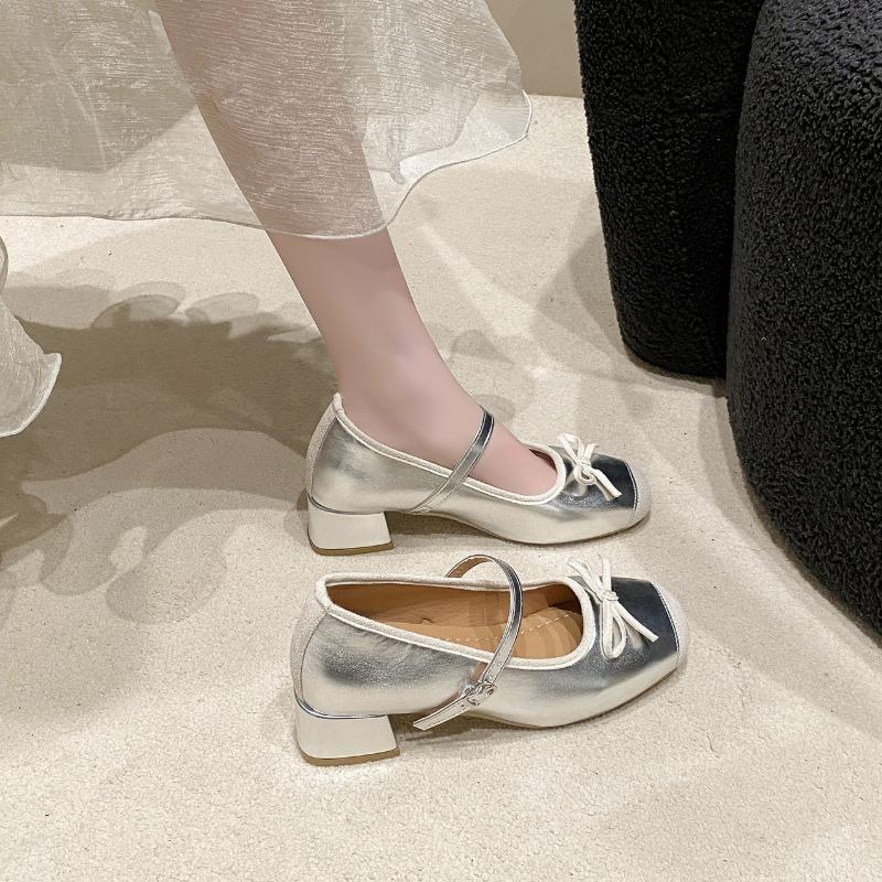 Beautiful Single Shoes Women's Cheongsam Shoes Thick Heel Mary Jane High Heels Small Inner Height Increase Women's Shoes