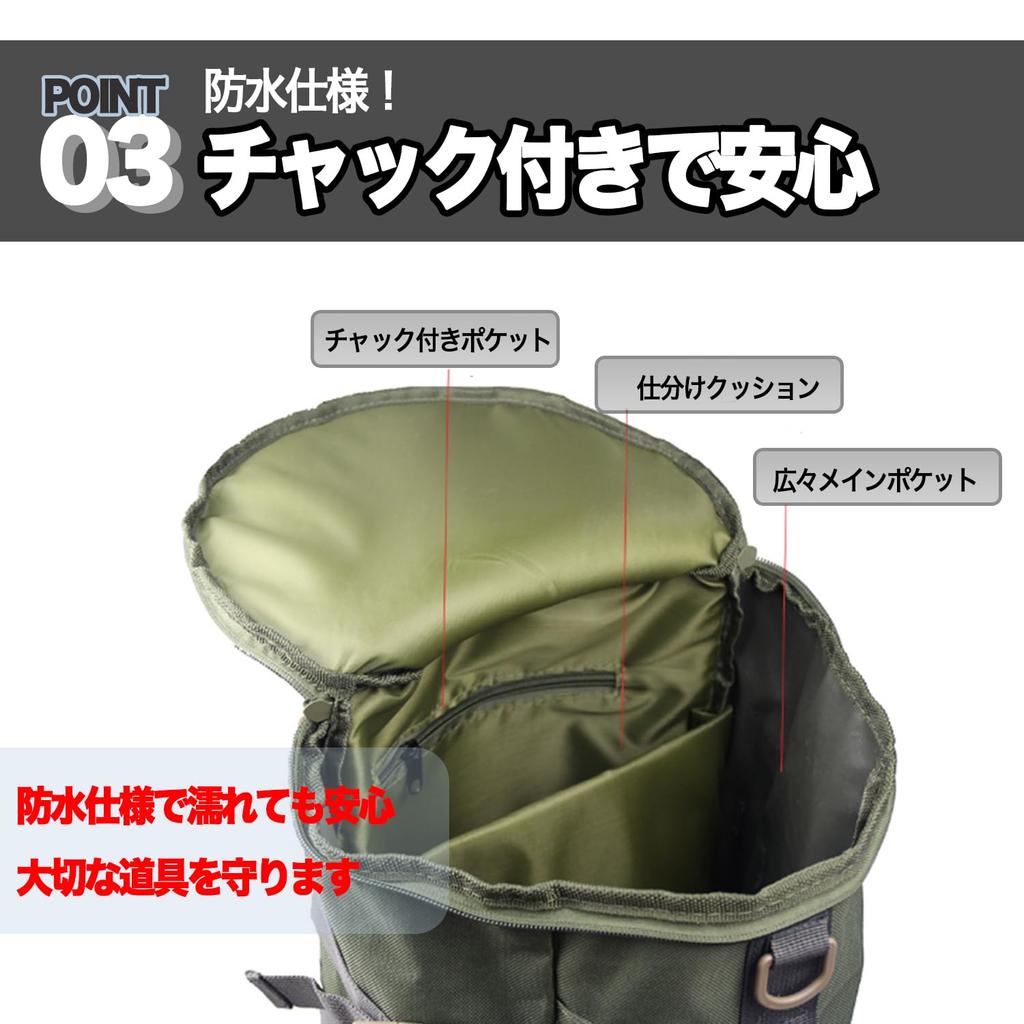 GRmkt Fishing Tackle Backpack, 30L, Multi-functional, Portable, Compact, Lightweight, 3-Way, Handbag, Shoulder Bag, Fishing Rod Storage, Black