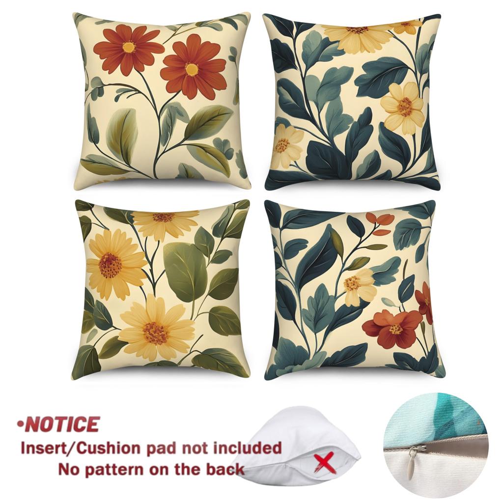 4Pcs Pillowcase Custom Pillow Cover Polyester Linen Fiber Material