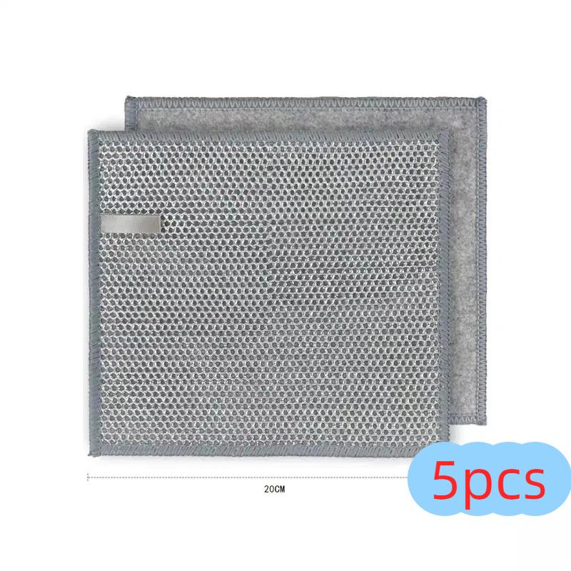 

Steel wire double-sided dishwashing silver cloth coconut shell cleaning cloth kitchen cleaning multifunctional absorbent non-oily dishwashing cloth 20x20