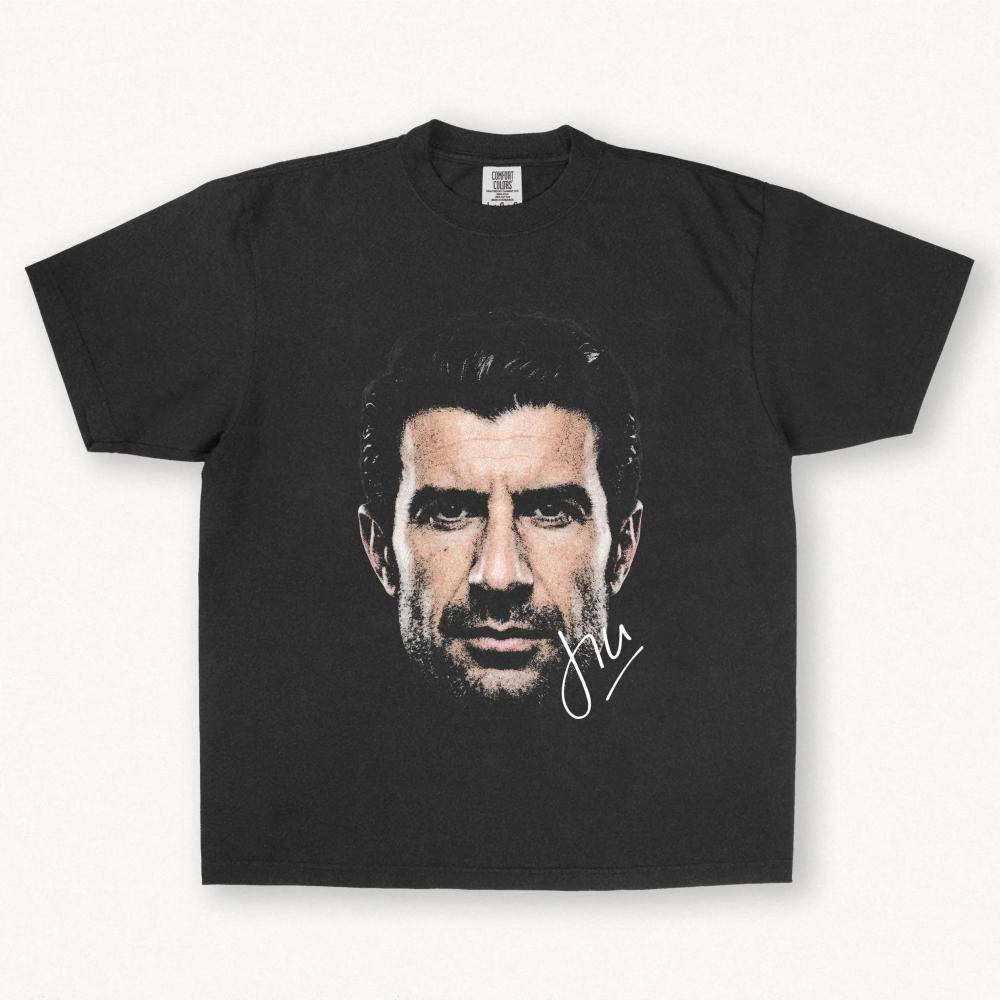Luís Figo Graphic Tee – Football Autographed Streetwear Shirt – Premium Cotton Unisex T-shirt 4XL