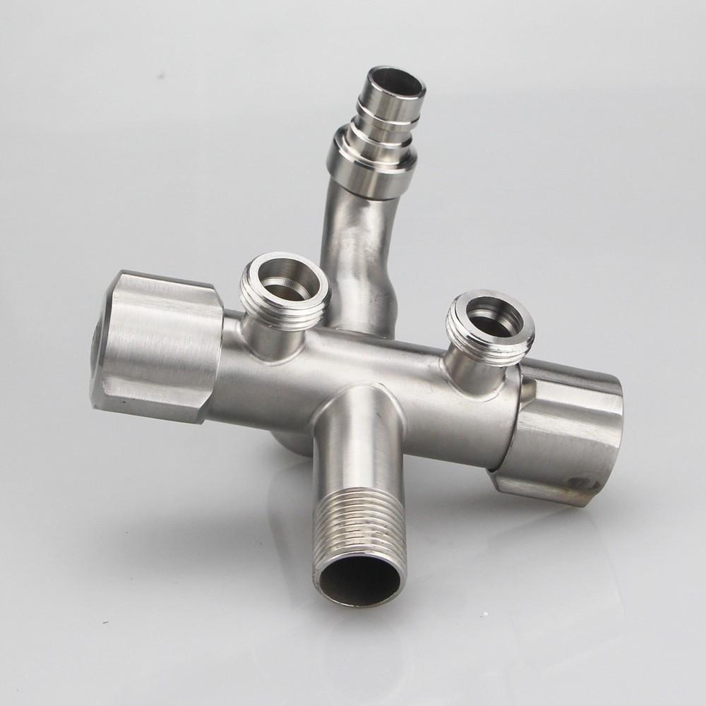 304 Stainless Steel Three-Way Faucet 1/2" 1 in 3 Out Multi-Purpose Faucet Independent Switches Double Outlet Angle Valve Faucet