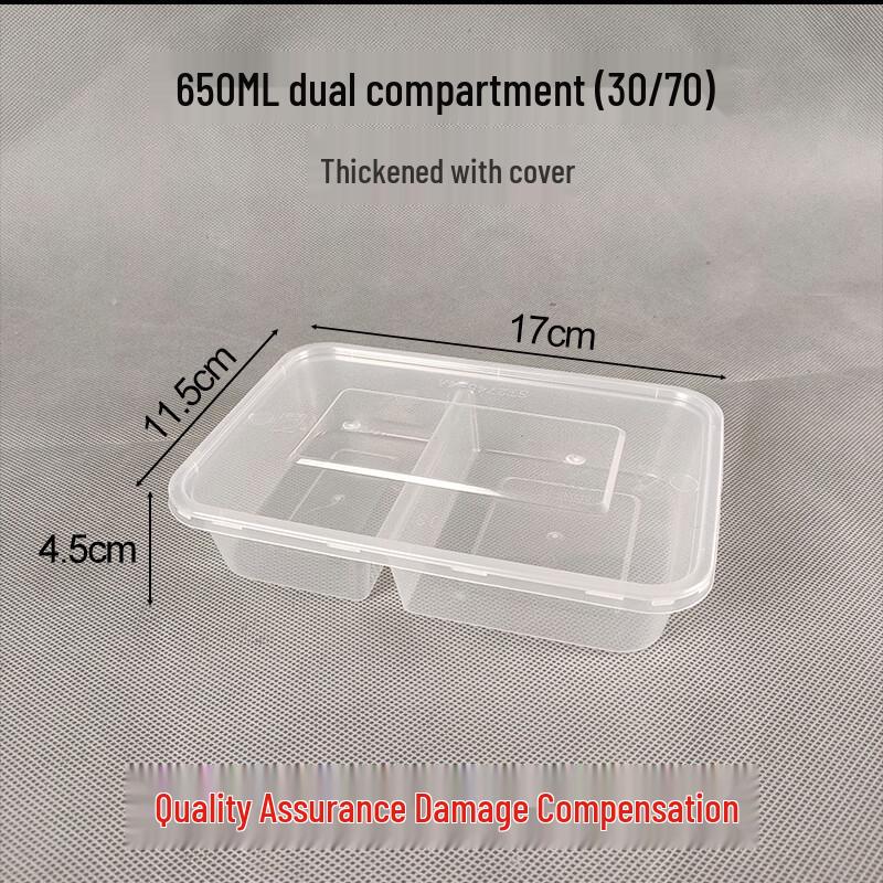Transparent 3-Compartment Disposable Food Container Set