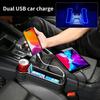 Riempitivo Fessura Sedile Auto Portabicchieri LED Cambia Colore 7 Colori Scatola Organizer Portaoggetti Fessura Auto Con Caricatore 2Usb Accessori Auto