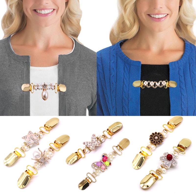 

Alloy Fashion Shawl Blouse Collar Clasps Flexible Pearl Cardigan Duck Clips Women Sweater Scarf Jewelry Elegant