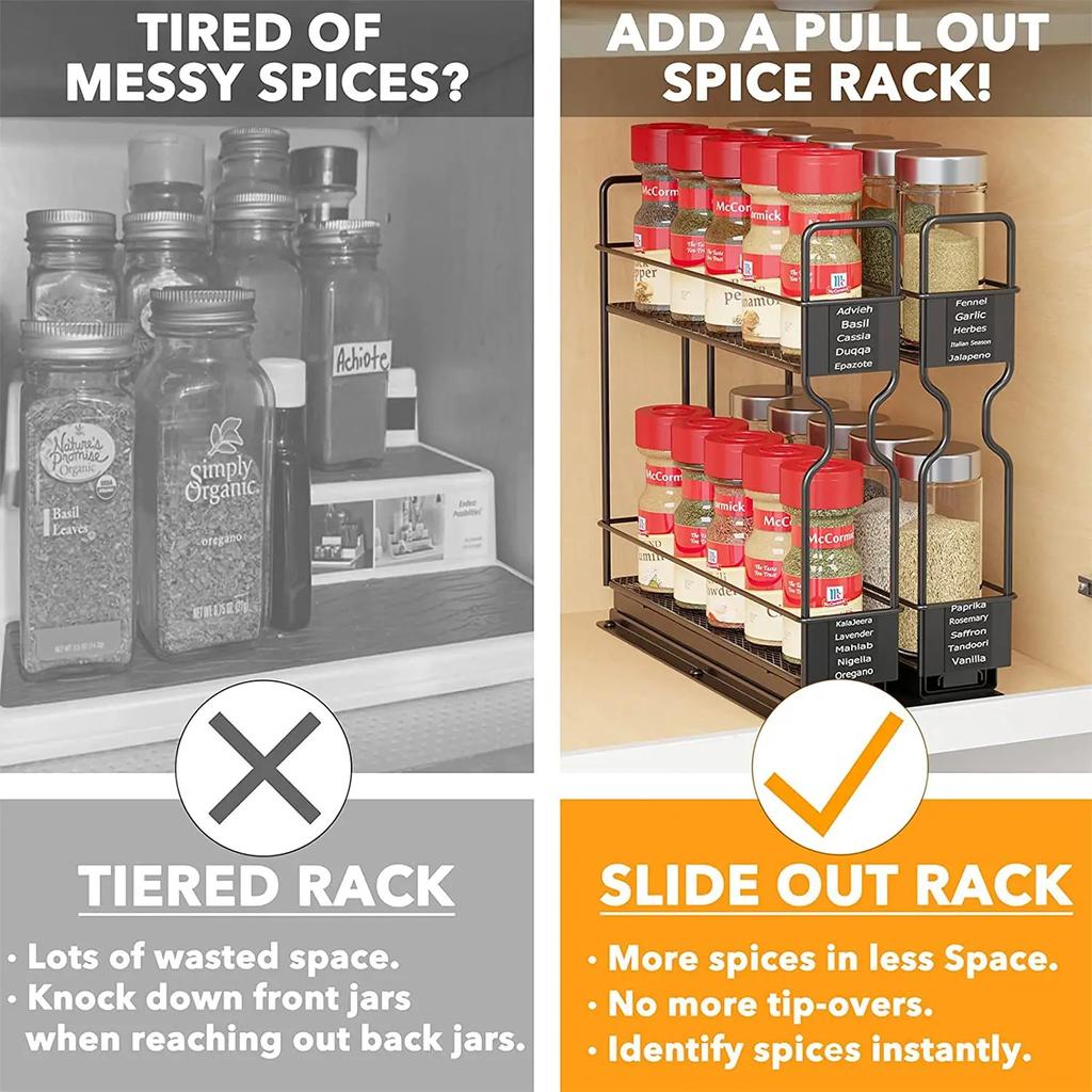 Multifunctional Kitchen Condiment Bottle Jar Storage Rack Multi-layer Spice Spice Box Push-pull Shelf Kitchen Accessories