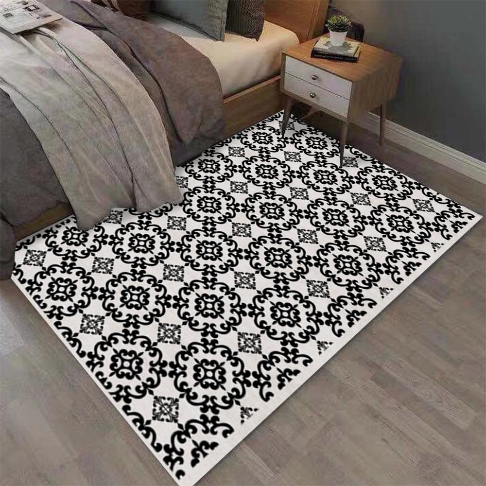 Tappeti Moderni Bianco e Nero con Motivi Floreali Geometrici Tappeti Contemporanei per Soggiorno Decorazioni per Interni Casa