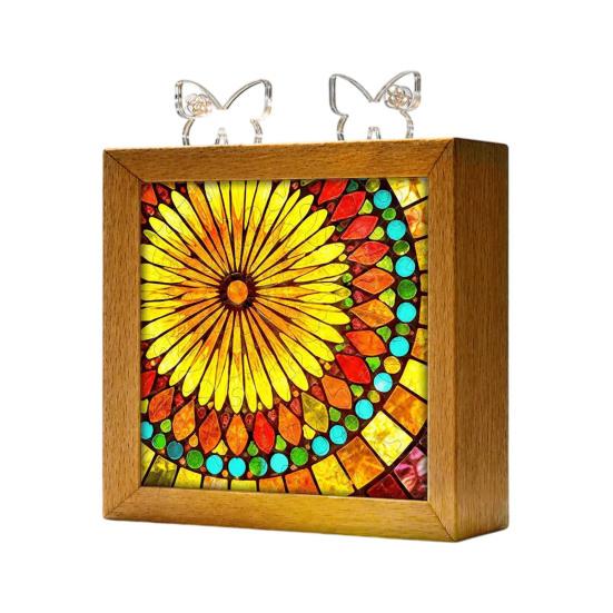 Desktop Light for Office Acrylic Puzzle LED Night Light, 2-In-1 USB Royal Iris Bloom Jigsaw Lamp, Cozy Atmosphere DIY Creative Home Ambient