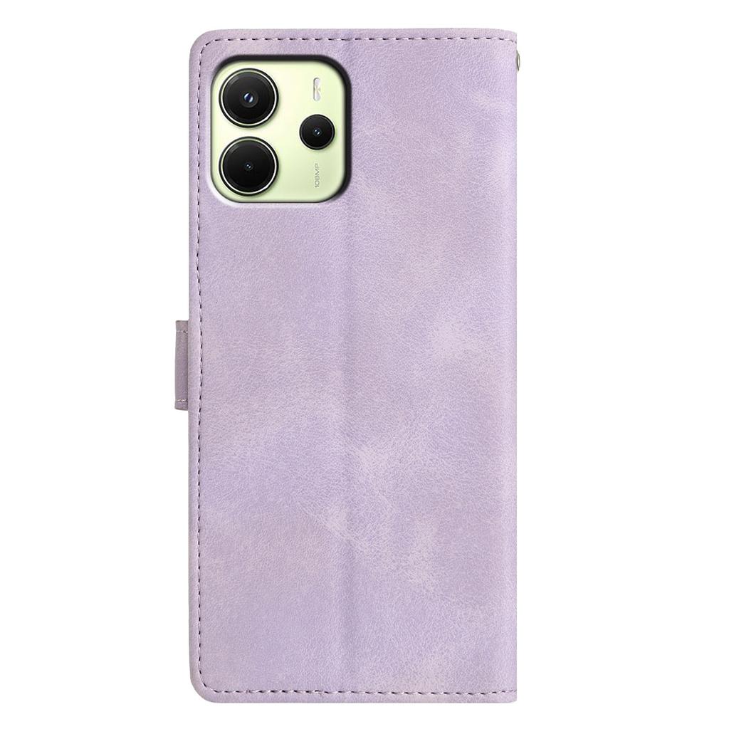 For Xiaomi Redmi Note 14 4G (163.25mm) Case Wallet Stand Imprinted Triangle Pattern Leather Phone Flip Cover