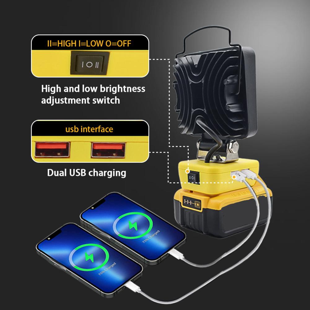 Flashlights Portable Work Light For De-walt For Workshop Camping LED WorkLight Torch Battery Black Flood Light