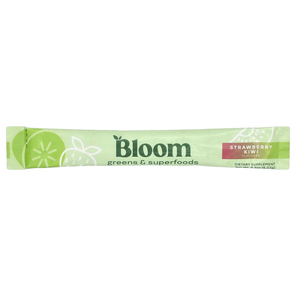 Bloom, Green & Superfoods, Strawberry Kiwi, 15 Stick Packs, 6.05g (0.21oz) Each