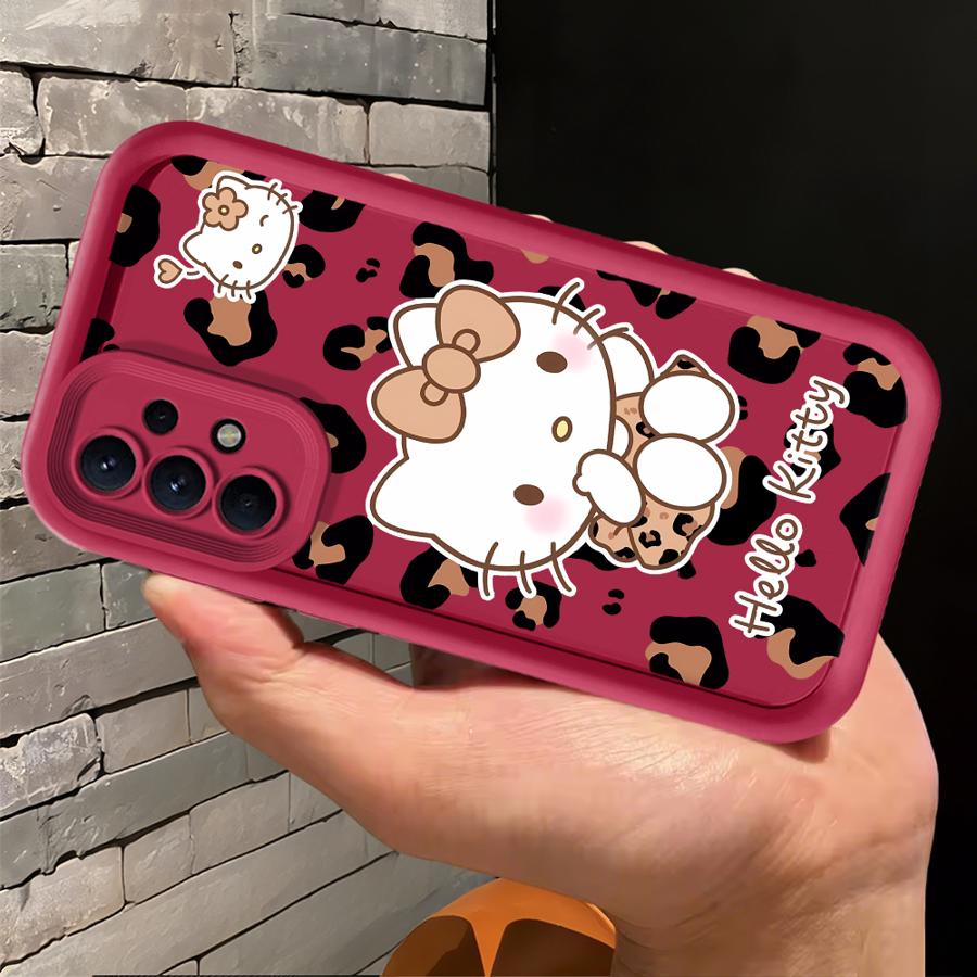 Hello Kitty Leopard Print Pattern Case for Samsung Galaxy A06 A15 A14 A11 A13 A30 A12 A07 A04 A17 A16 A50 A05 A20 Phone Cover
