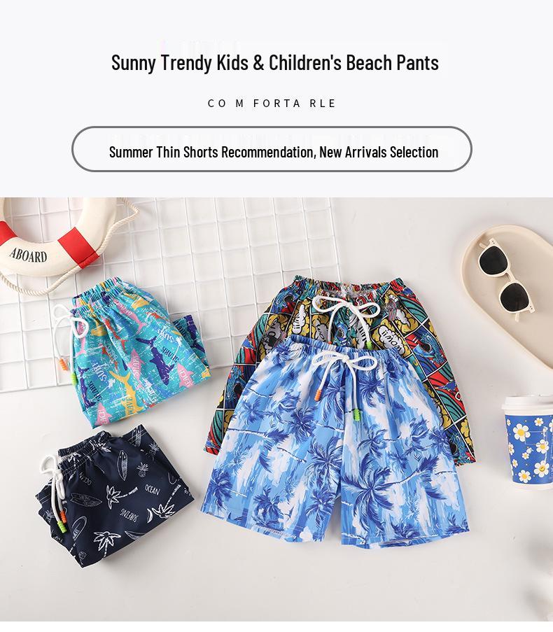 Kids' Quick-Dry Floral Beach Shorts - Lightweight Summer, Casual Ice Silk Bermuda