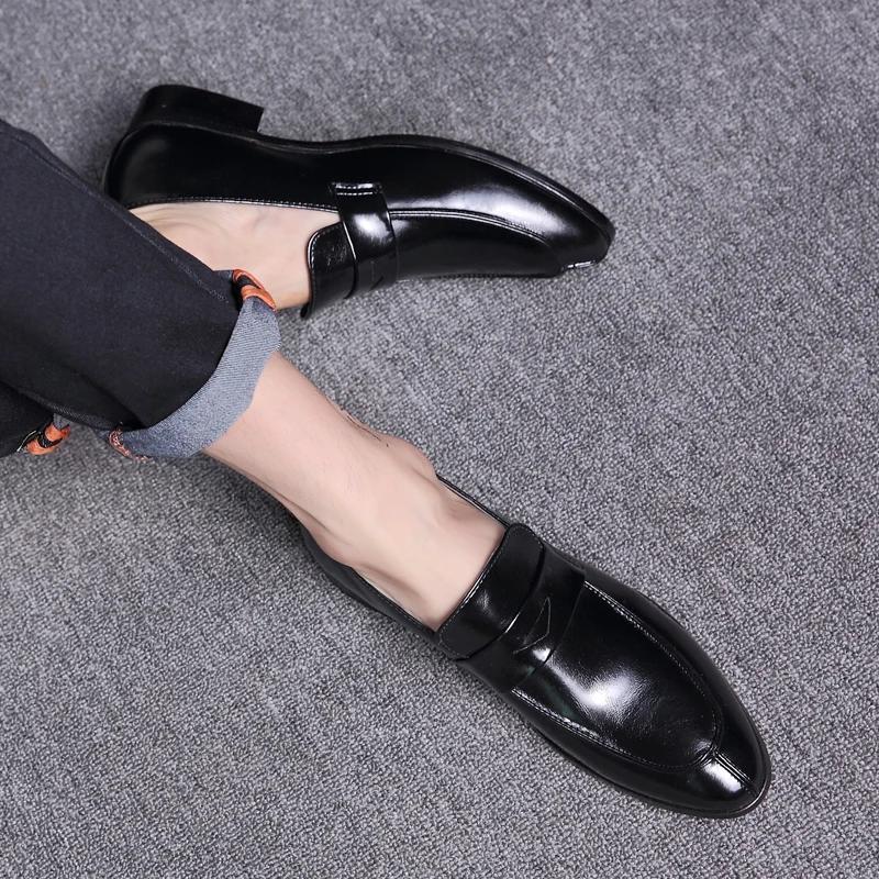 Men's Penny Loafers Slip On Leather Male Casual Office Business Dress Shoes Men Fashion Party Wedding Formal Shoes Footwear