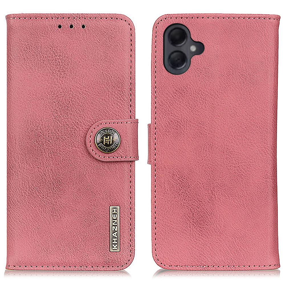 

KHAZNEH Чехол-кошелек для Samsung Galaxy A06 4G, кожаный чехол-книжка с текстурой коровьей кожи Pink