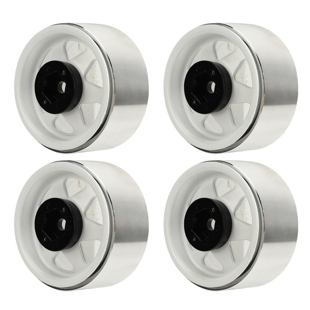 4Pcs Beadlock Wheel Rim Offset ‑8.9mm Metal Deep Dish Hub Wheel Rims for Axial SCX10 90046 1.9 Inch White
