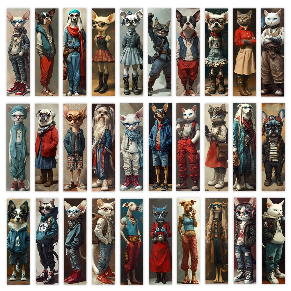 

32pcs, Abstract cat and dog bookmarks, back to school, Christmas, Halloween, suitable for teachers, readers, birthday gifts.
