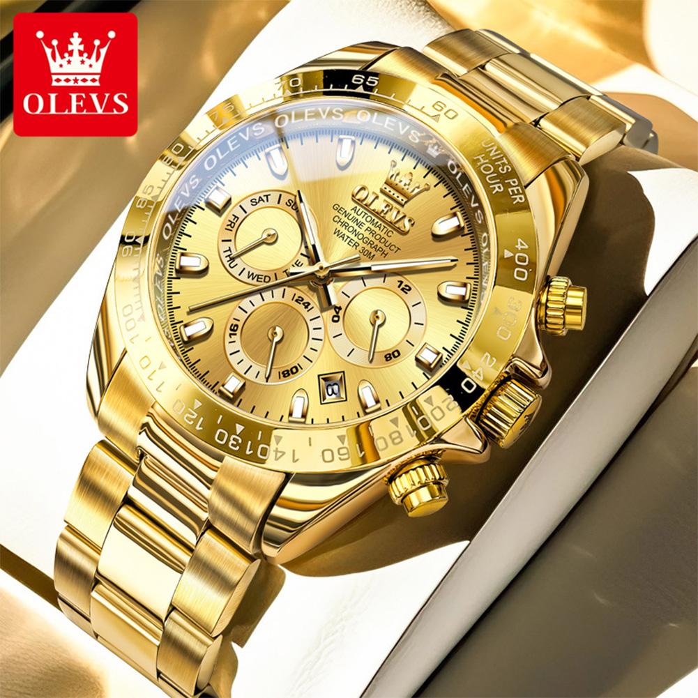 OLEVS Automatic Watches for Man Luxury Brand Original Waterproof Luminous Chronograph Stainless Steel Men Mechanical Watch 6638