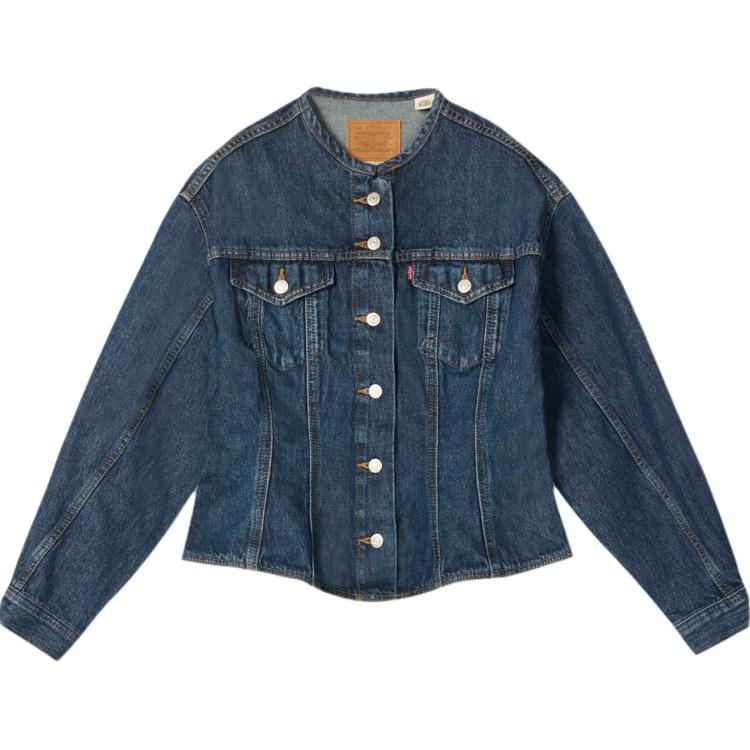 

Levis Американская Удобная Простая Короткая Круглый Вырез Длинный Рукав Джинсовая Куртка Женские куртки 001T6-0001 S