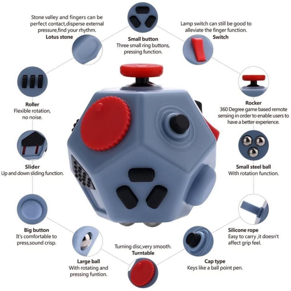 Small Fidget Toys,12 Sided Cube Toys for Kids Adults with Anxiety ADHD Autism and Relief Stress