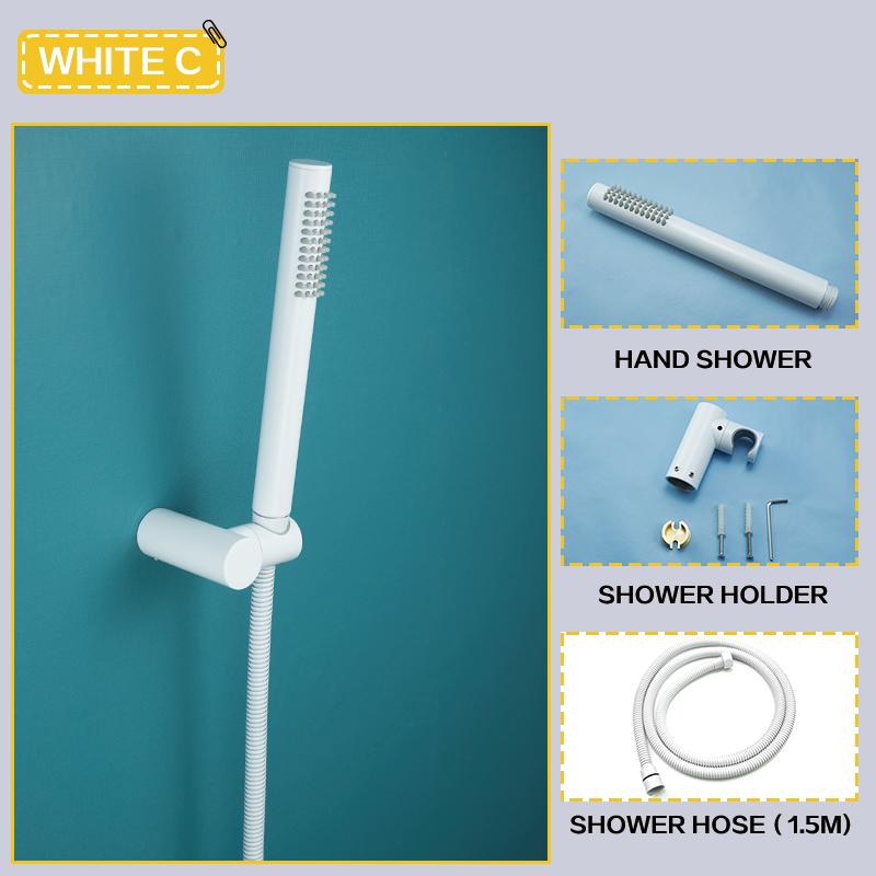 Brass White Handheld Shower Head Bathroom Round and Square Adjustable Stand Handheld Shower Head Wall Mounted Faucet Accessories