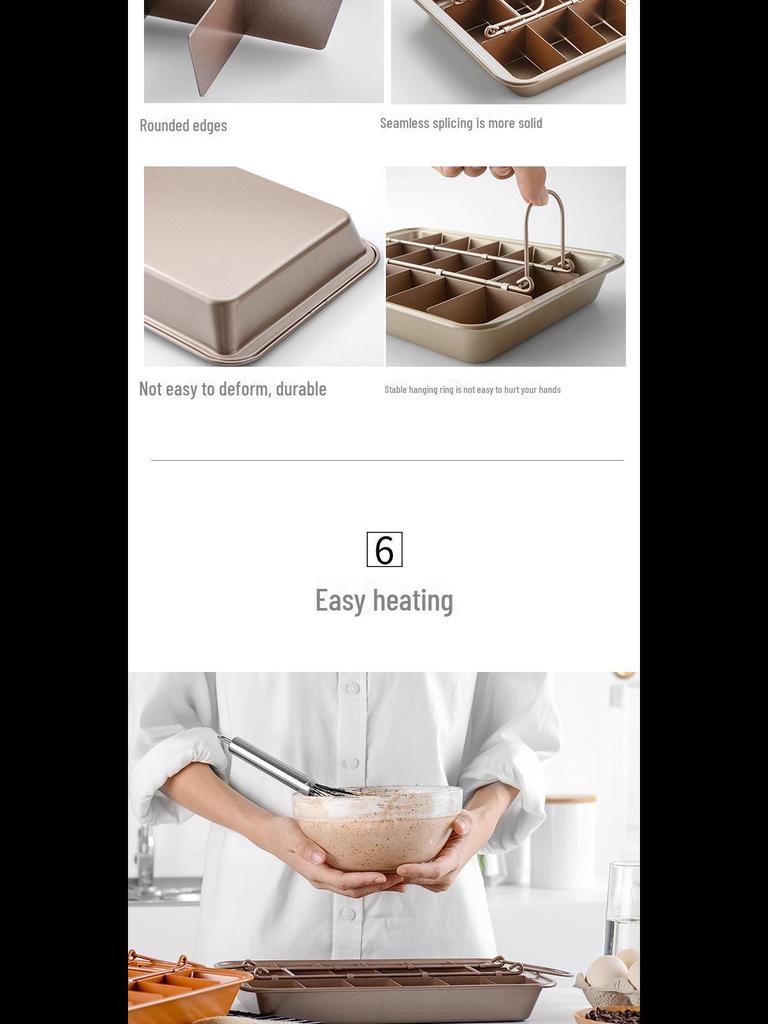 Non-Stick Brownie and Cake Mold with Solid Bottom