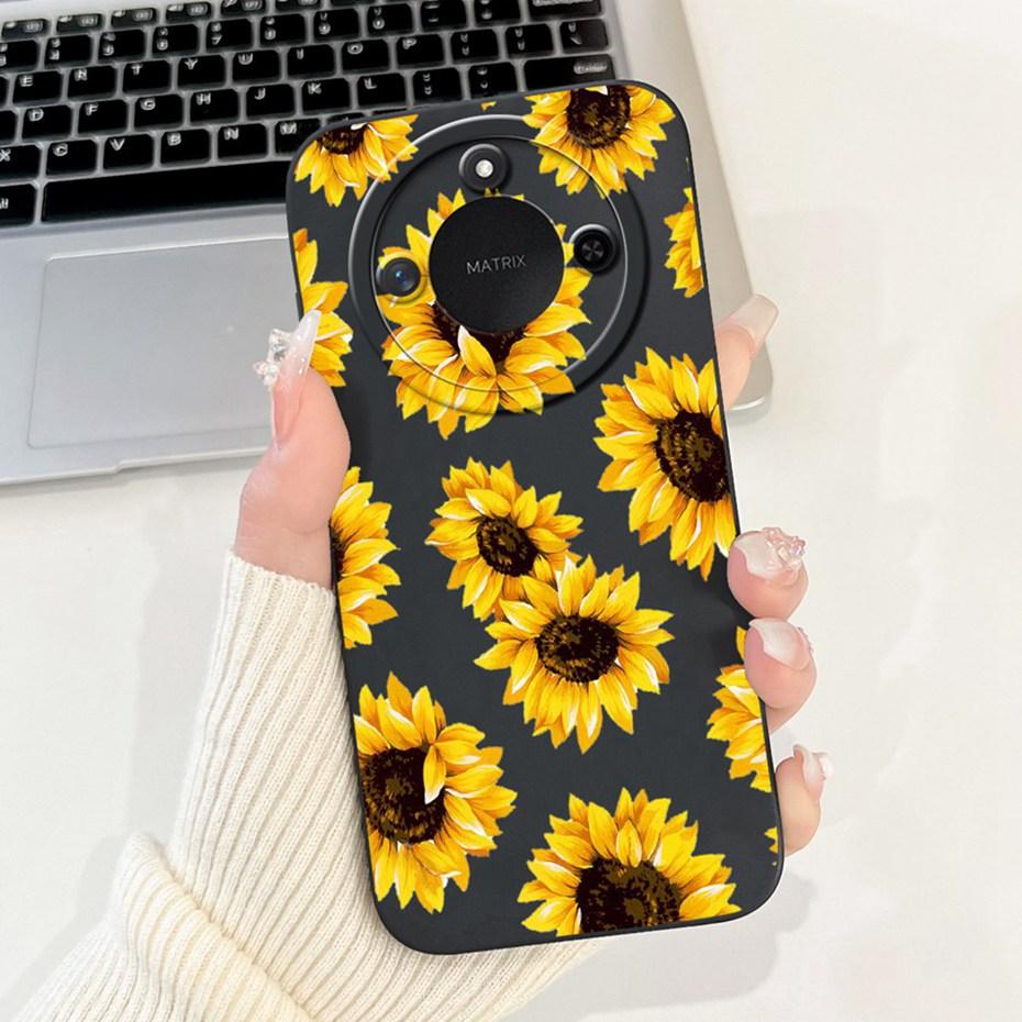 Phone Case For Honor X9c Smart 5G Pretty Girl Flower Printed Soft Silicone Back Cover For Honor X9C X9cSmart Cases Bumpers