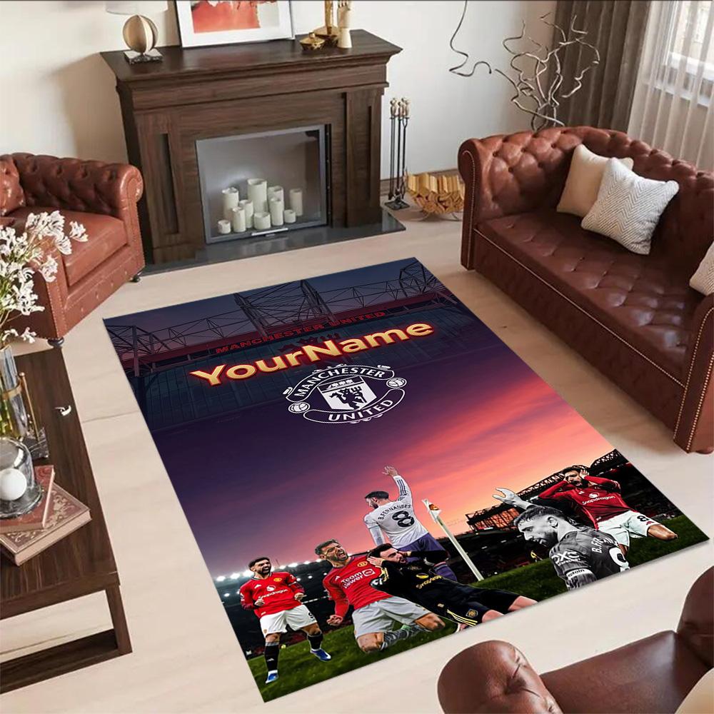 Manchester Customizable Name Floor Mat Perfect for Foyer Dormitory Playrooms Decorate room Anti-slip Rug Anime Office Decor Birthday/Christmas Gift