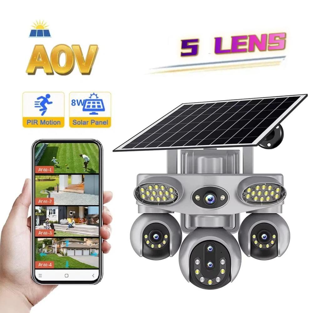 AOV Solar Camera with 2‑in‑1 Surveillance & Lighting – 4G/WiFi, 3‑Lens or 5‑Lens, 3‑Screen or 4‑Screen View
