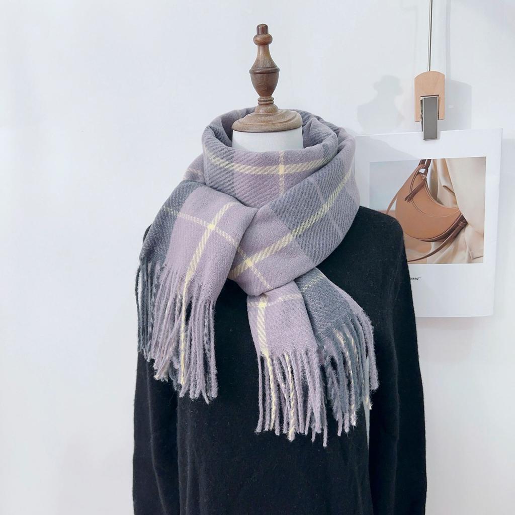 Otoño E Invierno Nuevo Estilo Retro Británico Estudiante Pareja Cálido Y A Prueba De Viento Bufanda Chal Chal de Imitación de Cachemira