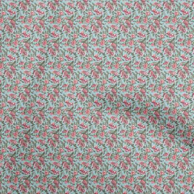 Georgette Viscose Light Blue Fabric Floral Sewing Material Print Fabric By The Yard 42 Inch