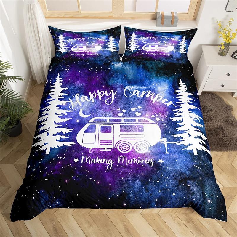 Camping Duvet Cover Galaxy Comforter Cover Microfiber Farmhouse Style Bedding Set King For Boys Girl Camper Lovers Birthday Gift