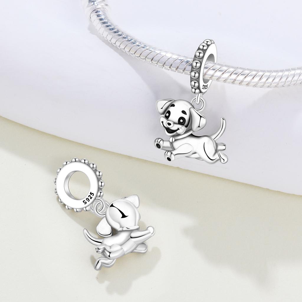 Copper Pet Series Puppy Loves The Owner And Swings The Kitten Charms Beads For Original Bracelet Woman Girl Jewelry