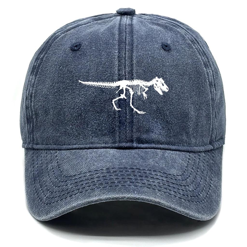 Skeleton Dinosaur Print Baseball Cap Adjustable Snapback Sun Cap Animal Sports Hat Retro Protective Hat for Men Women