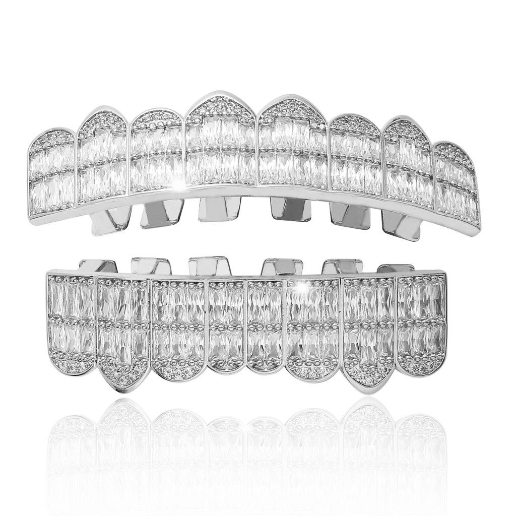 Super Sparkly Zirconia Hip Hop Grillz: Exaggerated High-End Tooth Jewelry for Men