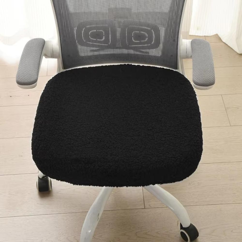 Stretch Computer Chair Seat Cozy Plush Elastic Chair Cover Chair Seat Protector  Winter Use